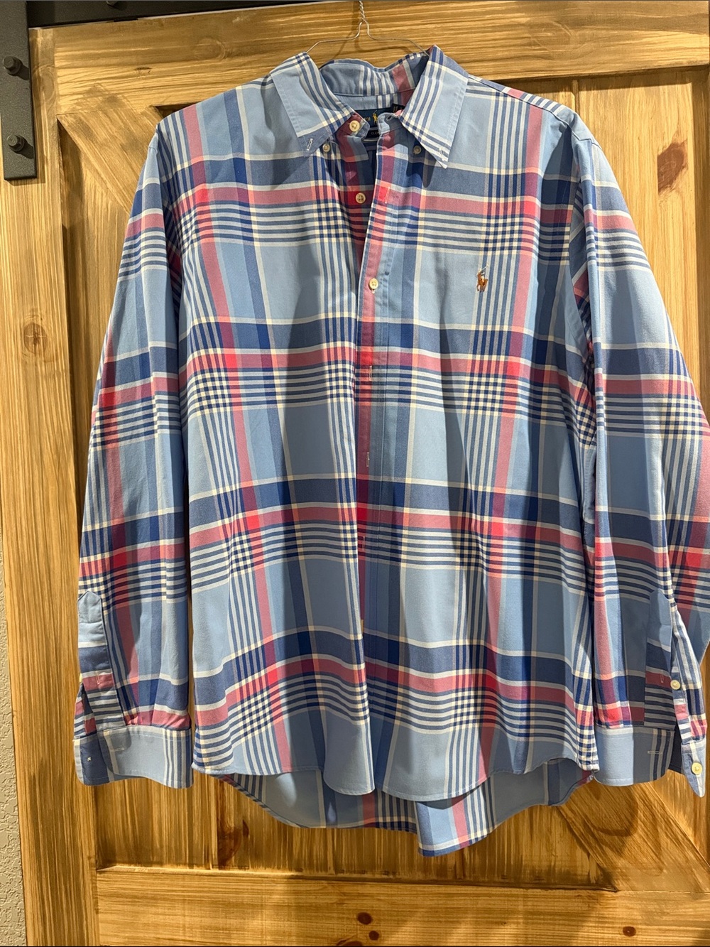 Polo by Ralph Lauren Light Blue Plaid Button-Down Shirt with Red & Navy Accents